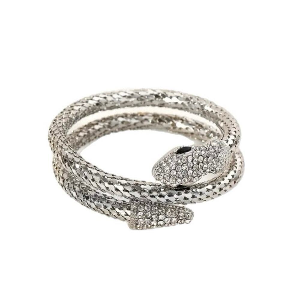 Silver Crystal Snake Wrap Bracelet